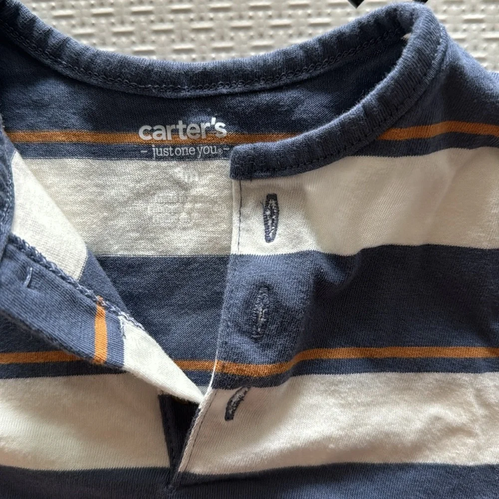 Carter’s baby striped tshirt romper in blue size 3m